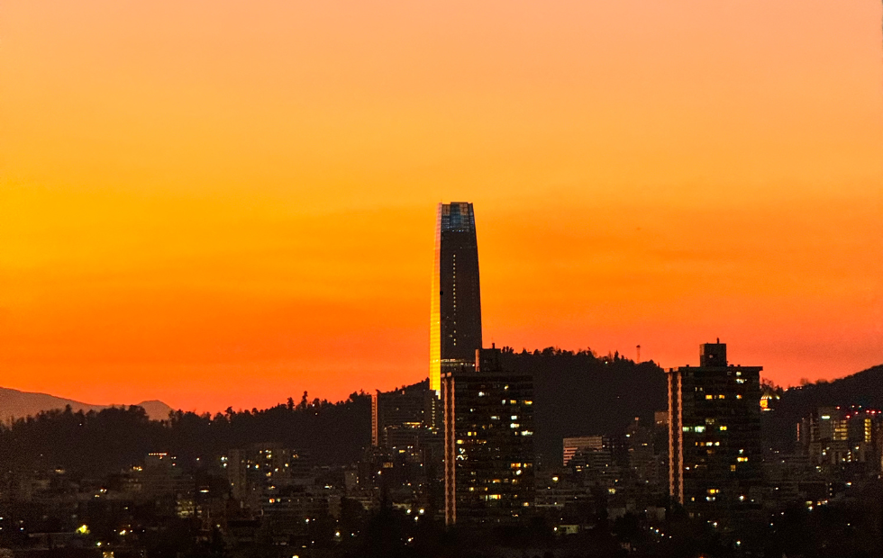 pôr do sol em Santiago