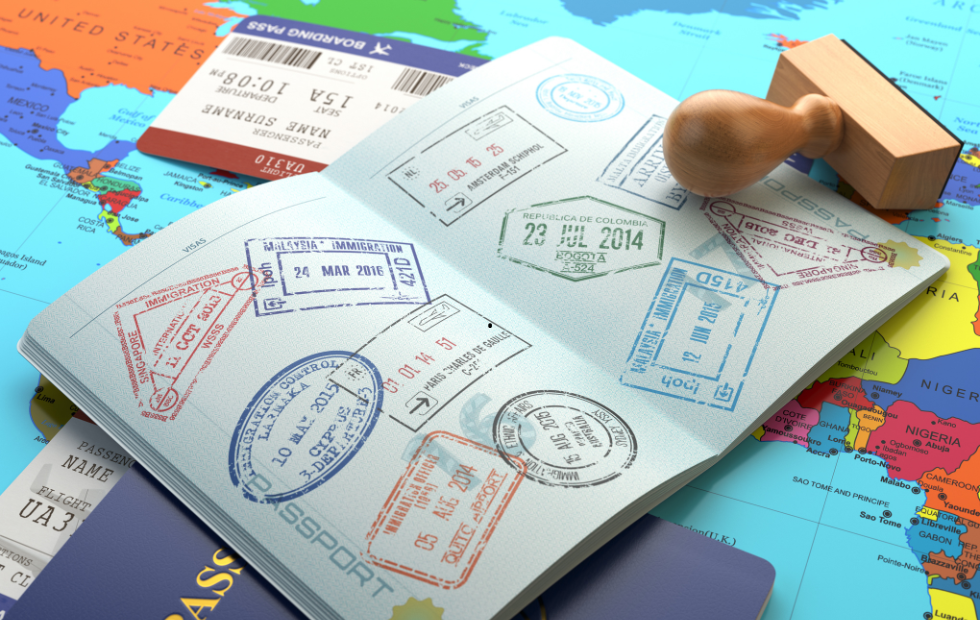 Página de carimbos no passaporte
