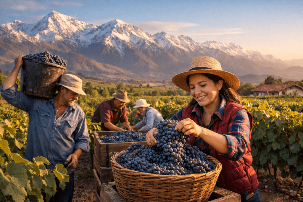 colheita das uvas no chile