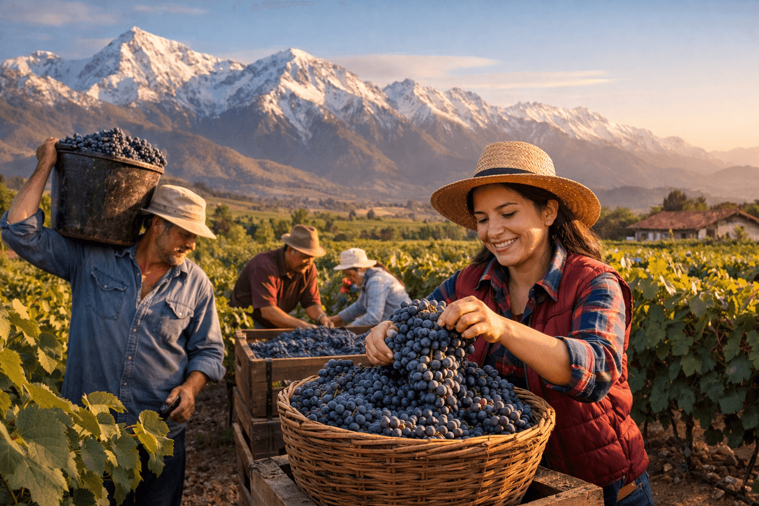 colheita das uvas no chile